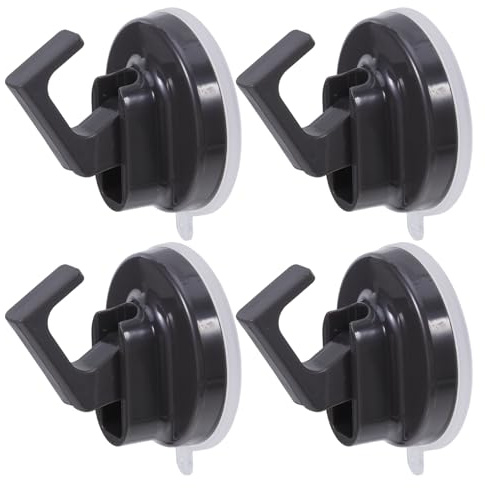 Tofficu Lot de 4 Crochets à Ventouses en Plastique Gris Ardoise, Étanches et Réutilisables, Suspendre sans Perçage Salle de Bain, la Cuisine, Miroirs et Surfaces Vitrées, Petits Crochets