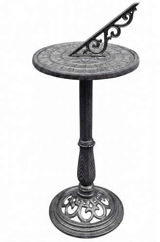 Relaxdays Sundial, Garden & Balcony, Cast Iron, Antique, Roman Numerals, Weatherproof Garden Decoration, Grey | With Roman numerals, weatherproof, garden decoration