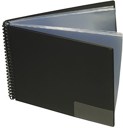 ggm® Marschmappe/Notenmappe mit Folientaschen und Beschriftungstasche (20 Taschen Querformat 14,5 x 18,5 cm), Farbe: schwarz, made in Germany