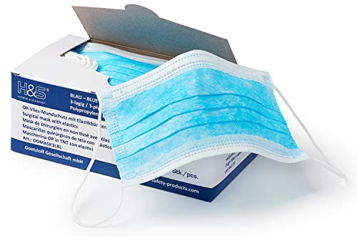 ISC Hygiene & Safety Mascherine chirurgiche – mascherina chirurgica – mascherina chirurgica adulti – 3 strati monouso – 50 pezzi, blu
