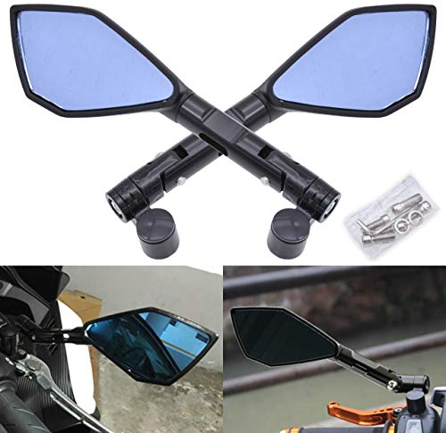 KATUR Espejos retrovisores en el manillar de la motocicleta Espejo retrovisor Espejos negros para motocicletas 8MM 10MM Pernos roscados en sentido horario Soportes para S uzuki H onda V ictory