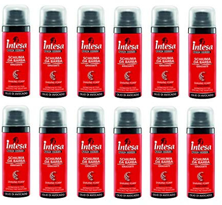 12 x Intesa pour homme Mousse à Raser idradante avec AVOCAT Huile 50 ml Travel Size