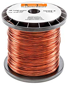 Kupferlackdraht W210 Ø 1,00 mm 2 kg, ca. 275m - CU Lackdraht Grad 2 CUL Kupferdraht Gewicht 2 Kilogramm Durchmesser 1,00 Millimeter Wickeldraht Kupfer Draht nach IEC 60317-13