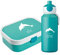 4ou Design Mepal Set Brotdose & Trinkflasche personalisiert mit Namen – Silhouette Delfin türkis – Auslaufsicher, Bento Einsatz rausnehmbar, inkl. Snackgabel – BPA frei – Geschenk für Kinder