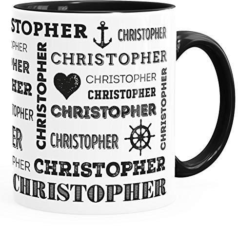 SpecialMe® Kaffee-Tasse eigener Name Namenstasse Männer personalisierbare persönliche Geschenke 8-12 Zeichen Inner-Schwarz Keramik-Tasse