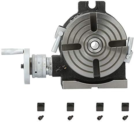Horizontal/Vertical Rotary Table, HV6 6''/150mm Horizontal Vertical Rotary Working Table for Milling Machine and Drilling Machine, 4 Slot, Strong Stability