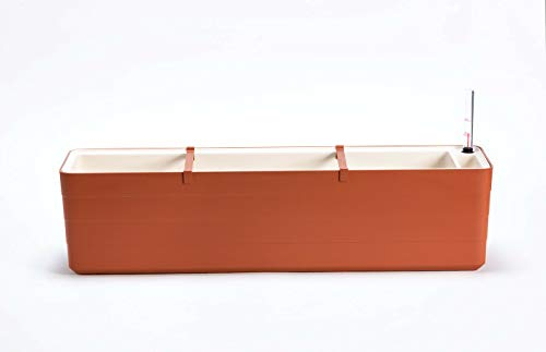 Berberis Blumenkasten Pflanzkasten mit Bewässerungssystem Selbstbewässerung 60cm und 80cm, Größe/Durchmesser:60 cm, Farbe:Terrakotta - Elfenbein