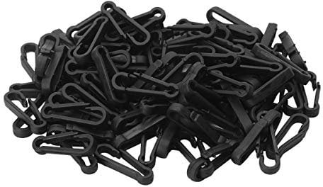 TiaoBug 100Pcs Plastic Carabiner Clips Clasps Mini Hanging Buckle Hooks for Paracord Backpack Straps Toys Chains Key Rings Camping Bottle Black One Size