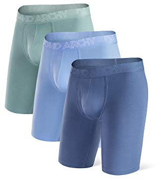 DAVID ARCHY Boxer Homme Lot de 3 Long Caleçon Court en Fibre de Bambou Braguette sous-Vêtement Élastique Respirant Confortable