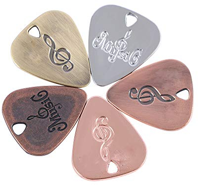 IKAAR Zinc Alloy 5pcs Guitar Pick Plectrum, Anti-rust, Corrosion Resistant, Special Graven Patterns, For Electric Guitar, Mandolin, Bass Musical Instrument