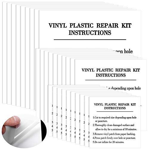 80 toppe autoadesive in vinile per riparazione, per piscina, barche, gommoni, canoa, 10 x 10 cm, 7 x 7 cm, 5 x 5 cm, colore: bianco