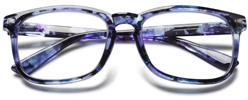 MAGIMODAC Anti-Blaulicht Lesebrille Rechteckige Damen Herren Anti Blaues Leicht Lesebrillen Federscharnier Computer-Lesebrillen Blau +2.50