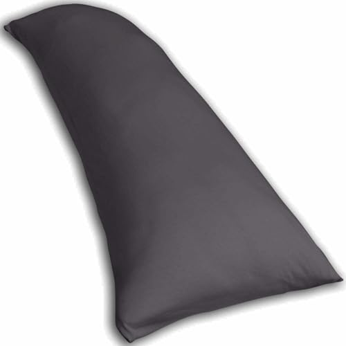 Traumreiter Seitenschläferkissen mit Bezug Baumwolle Grau, orthopädisches Memory Foam Kissen Visco XL für Big Sizes extra breit 140x50 Lagerungskissen Erwachsene, Seitenschläfer Body Pillow