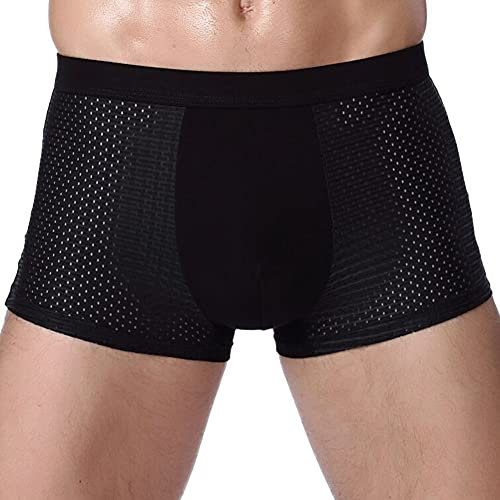 Pyude Boxer en Bambou Court Hommes Microfibre Boxer Slips Maille Respirant sans Couture Hommes Boxer sous-vêtements Compression Stretch