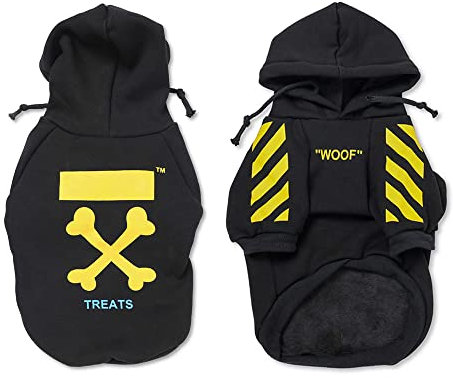 Hundemantel für kleine Hunde, Mode Hoodie, Hund Wintermantel, Hundejacke Geeignet für Schnauzer, Corgi, Französische Bulldogge, Teddy usw Gelb S