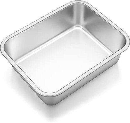 Joyfair Teglia profonda in 100% acciaio inox rettangolare per torta profonda, ottima padella per lasagne, brownies, torta arrosto, adatta al forno e alla lavastoviglie, 32x25x8 cm
