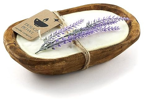 Dough Bowl Candle Company Lavender Soy Candle - 3 Wick Candle Essential Oil Wax Melts, Rustic Farmhouse Decor Odor Eliminator, 20 Ounce All-Natural Soy Candles Gifts for Women and Men