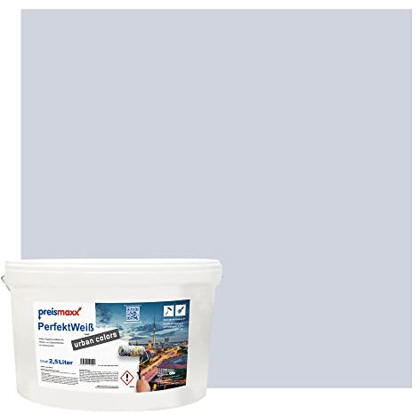 Preismaxx Perfektweiß urban colors, bunte Wandfarbe, lila, dunkelgraulila, dark grey-purple 2,5L, Innenfarbe, hohe Deckkraft Klasse 2, matt