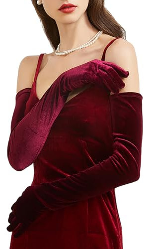 Huralona Super Long Velvet Gloves (Red)