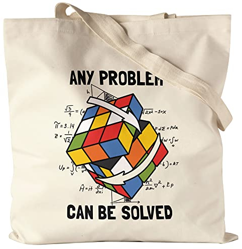Hey!Print Any Problem Can Be Solved Jutebeutel Stoffbeutel Canvas Rubik Cube Magic Würfel Retro Rubi Vintage Nerd Zauberwürfel