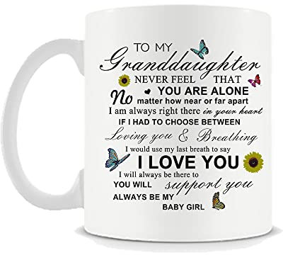 Crunchy Carrots to My Granddaughter Emotional Message Never Feel That You are Alone...I Love You from Grandad, Grandma, Nanny, Nanna 11 oz White Mug