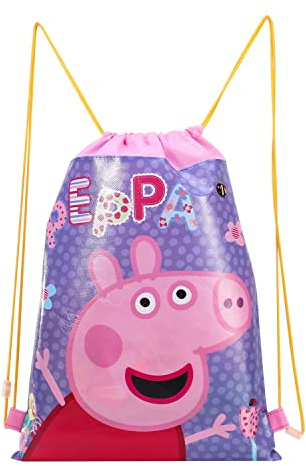 TDL Peppa Pull String Bag Childrens P.E Gym Shoe Swimming Kit Pig Character Drawstring Bag For Kids