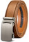 KEMISANT Gürtel Herren, Ledergürtel Ratsche Automatikschließe für Herren Business Anzug, 35mm Breit Gürtel,Größe Angepasst(Orangebraun-115cm/32-38 taille verstellbar)