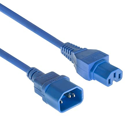 ACT Cable de alimentación C14 Macho a C15 Hembra, 2m, Cable eléctrico, Azul - AK5309