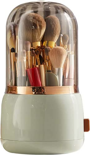 Eivdru Organizador de brochas de Maquillaje a Prueba de Polvo, Soporte Giratorio para brochas de Maquillaje, pintalabios, delineador de Ojos, Organizador de brochas de Maquillaje Giratorio de 360°