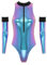 iEFiEL Damen Metallic Body Lackleder Bodysuit Catsuit Wetlook Jumpsuit Langarm/Kurzarm Turnanzug Ballettbody Trikotanzug Tanzkostüm W Blau M