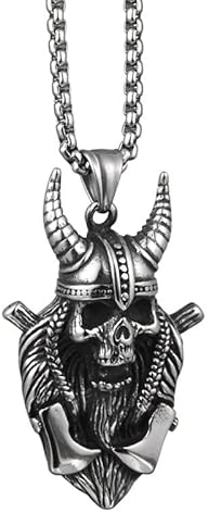 DUTACK Classic Gothic Vintage Pirate Captain Skull Pendant Necklace Men's Punk Rock Rider Accessories Gift