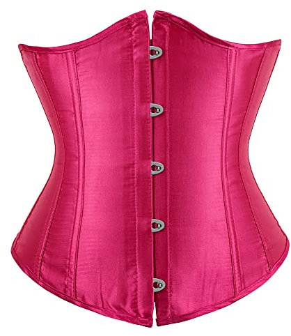 WLFFW Corsetto Donna Corpetto Sottoseno Eleganti Satin (EU(30-32) XS, Rosa)