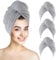 KinHwa 3 Pack Microfibre Hair Towel Wrap Super Absorbent Hair Turban with Buttons Soft and Anti Frizz Hair Caps for Women, Thick, Long, Wet Hair 65 x 25cm Grey…
