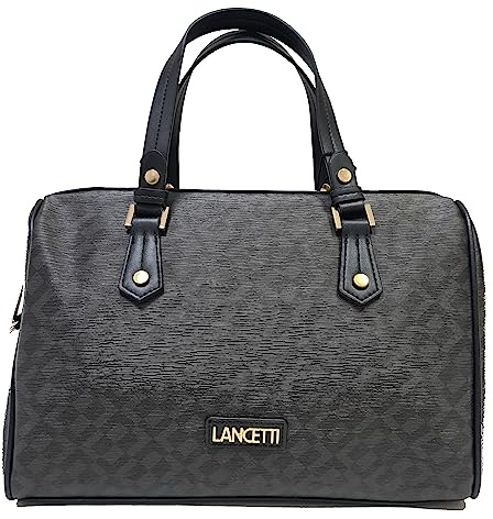 Borsa Donna Bauletto Rettangolare LANCETTI Linea Personalizzata a Spalla con Due Manici e Tracolla Regolabile Removibile ART: LL22W-109-2 LINEA ROSANNA Dimensioni 32 X 22 X 17 (FUMO)