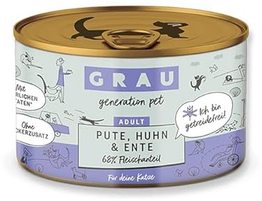 Grau – das Original – Nassfutter für Katzen - Pute, Huhn & Ente, 1er Pack (1 x 200 g)