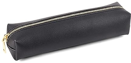 iSuperb Federmäppchen Leder Mäppchen Unisex Teenager Stiftetasche Stiftemappe Federtasche Pencil Case Schulmäppchen für Schule Büro Mädchen Damen Student Geschenk (Schwarz)