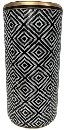 M S L Black and Grey Geometric Ceramic Umbrella Stand Walking Stick Stand/Large Vase
