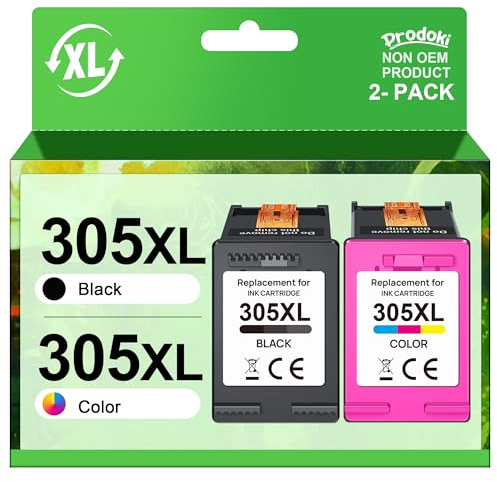 Prodoki 305 XL Cartouche d'encre Remplacement pour HP 305 XL Noir et Couleur Cartouche pour HP 305 305XL pour HP DeskJet 2720E 2720 2700E 2700 2710E 2710 2721E 2723E 4120E Envy 6000 6020 6020E 6032E