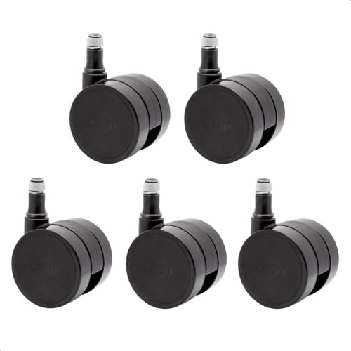 WAGNER Drehstuhlrollen/Bürostuhlrollen 5tlg. Set - DESIGN HART - Durchmesser Ø 50 mm, Bauhöhe 55 mm, intervallgebremst, Steckstift 11 x 20 mm, Tragkraft 50 kg/Rolle - Made in Germany - 02173561