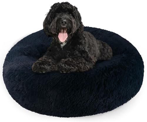 Aspand Cama de Perro y Gatos con Borde Elevado y Relleno de algodón Suave,76cm - Cómodo y Acogedor lecho para Mascotas - Cubierta de Felpa Larga y Suave - Base Antideslizante,Azul