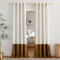 PONY DANCE Rideau Salon - Rideaux Voilage Lin Naturel avec Velours Protecter la Confidentialité, Decoration Maison Salon Moderne, 2 Pcs avec Oeillets, Beige 140x220cm