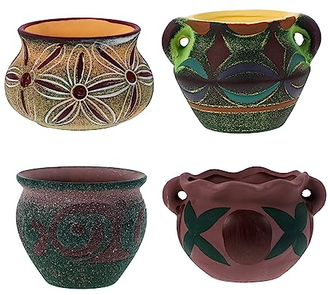 Supvox 4er-Pack Dekorative Blumentöpfe Im Mediterranen Stil Keramik-blumentopf Für Wohnzimmer Büro Und Innenbereich