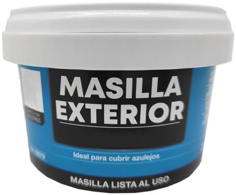 Tradineur - Masilla exterior, cubrir, tapar azulejos, enlucidos, perfumado, base acuosa, albañilería, fabricado en España (Extrablanco, 250 g)