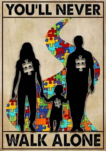 Metall-Blechschilder, Vintage, Aluminium, You Never Walk Alone, für Zuhause, Kaffee, Garten, Schlafzimmer, Wanddekoration, 30,5 x 40,6 cm