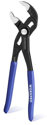 WORKPRO 10 Inch Water Pump Pliers, V-Jaw Groove Joint Pliers, CR-V Quick Adjustable Pliers for Home and Industrial Repair, Push-Lock, Soft Grip, Upgraded Wide Opening