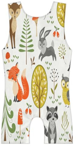 TropicalLife Gymnastikanzug mit Tiermotiven, Beeren, Pilzen, für Mädchen, Kinder, lustige Tiere, Tanz, Gymnastikanzug, ärmellos, für Mädchen, athletisches Ballett, 2–3 Jahre, farbig, 6-8 Years