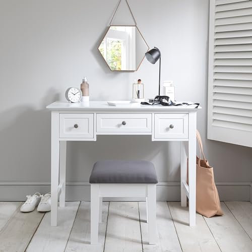 Karlstad Dressing Table with Drawers and Stool in White