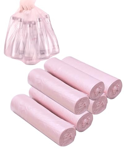Bolsas de basura de baño de 3 a 4 galones, 120 bolsas de basura pequeñas rosadas, bolsas de basura desechables de material fuerte y fino para oficina, cubo de basura del hogar (rosa, 120 unidades)