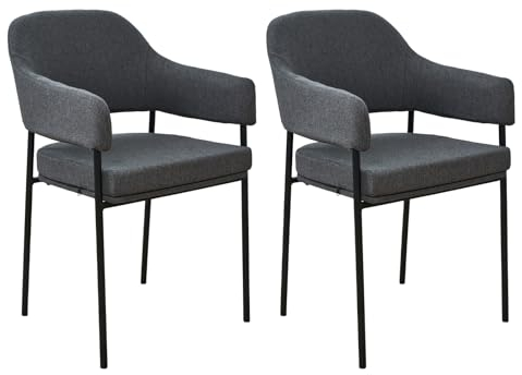 SVITA Scarlett Esszimmerstühle 2er Set Armlehnstuhl Polsterstuhl Stoff Grau
