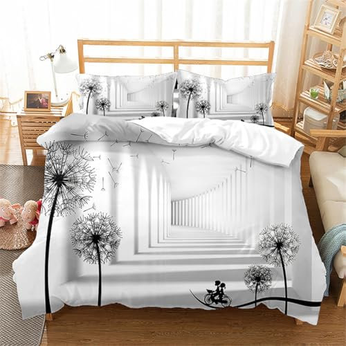 Tomifine Duvet Cover Set Rose Flower Printing Romantic Floral Bedding Set Flowers Pattern Duver Cover With Pillowcases Microfiber (King 230x220 cm,Grey)
